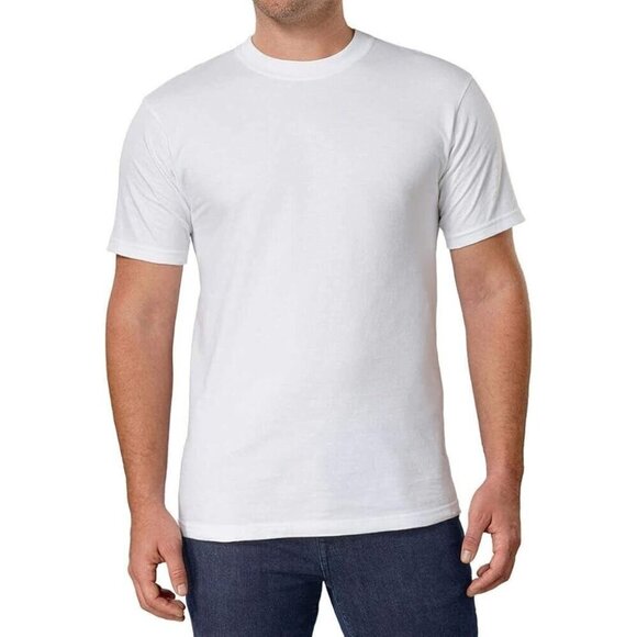 NEW Kirkland Signature Mens S Crew Neck T-Shirts 6-Pack White 100% Cotton - Picture 1 of 5